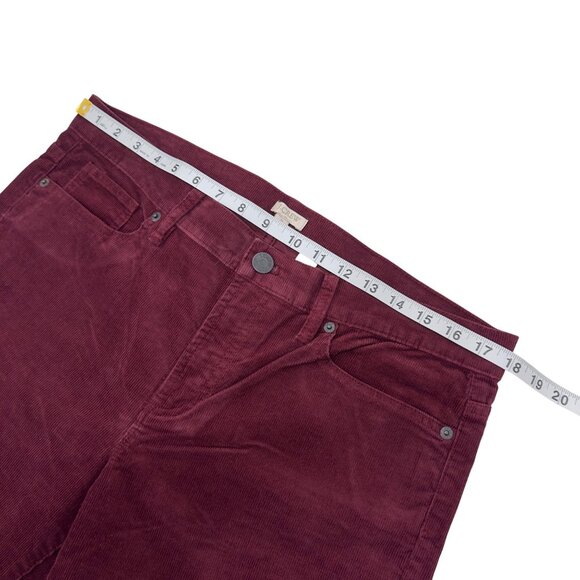 J Crew Factory Women Corduroy Pant SZ 31 Burgandy Slim Fit Mid Rise Comfy Pant - Picture 6 of 10